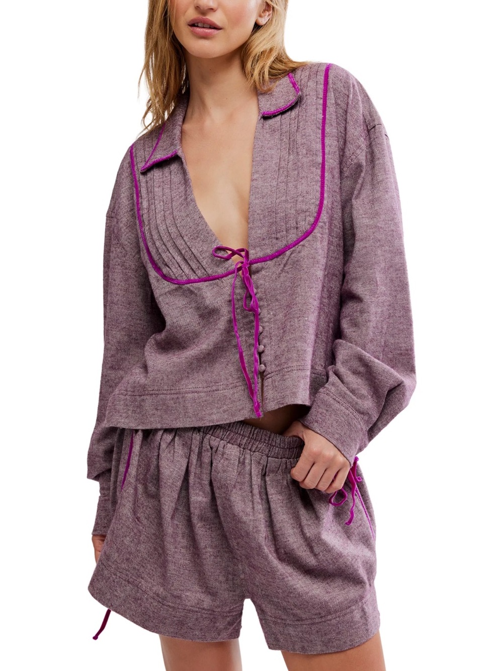 *NWT* Free People Close to Home Flannel Pajama Set in Cactus Flower